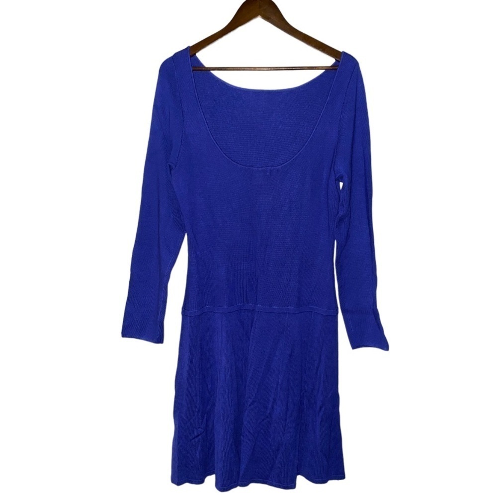 Venus Royal Blue Deep Scoop Neck Modern‎ Knee Length Knit Dress X-Large
